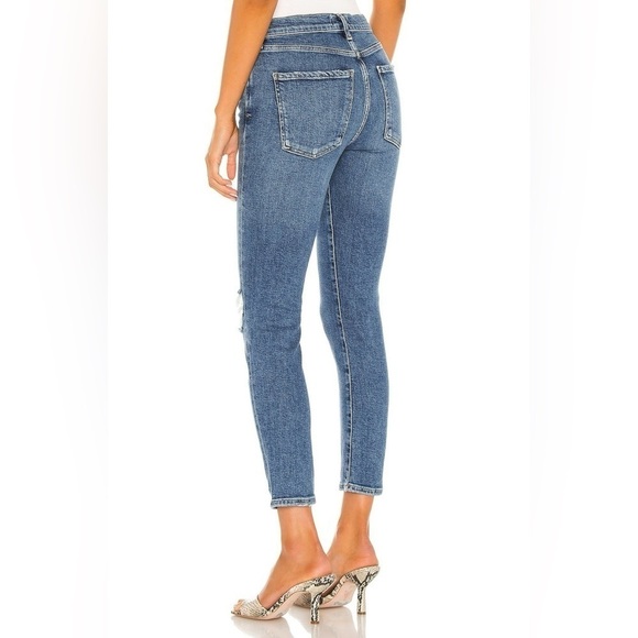 Agolde Toni Straight Jean Mid Rise Distressed Medium Wash Shoreline - Picture 3 of 12